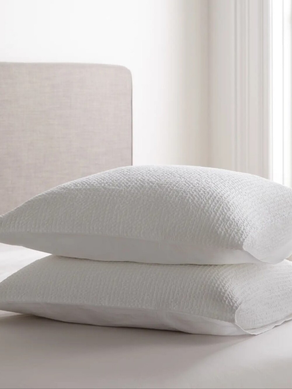 Quince Organic Cotton Waffle White Standard Shams! Set Of 2 (X2)